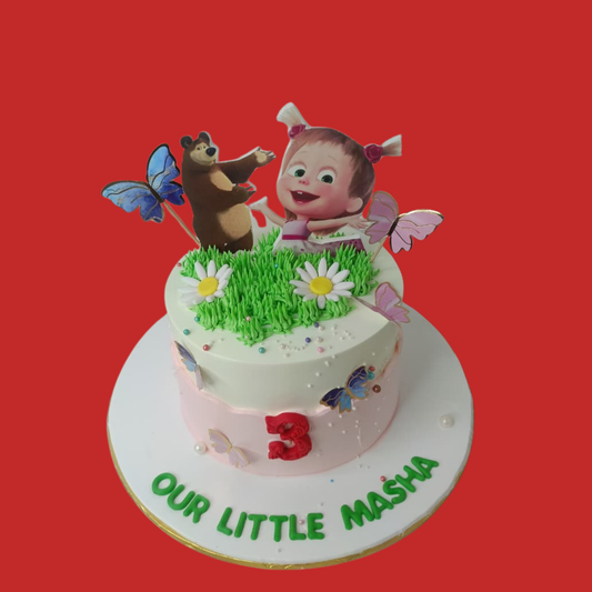 Masha and The Bear Theme Birthday Cake