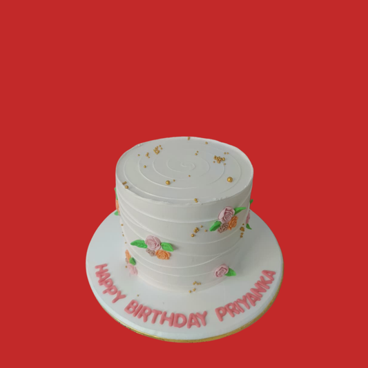 Cylindrical Floral Theme Cake