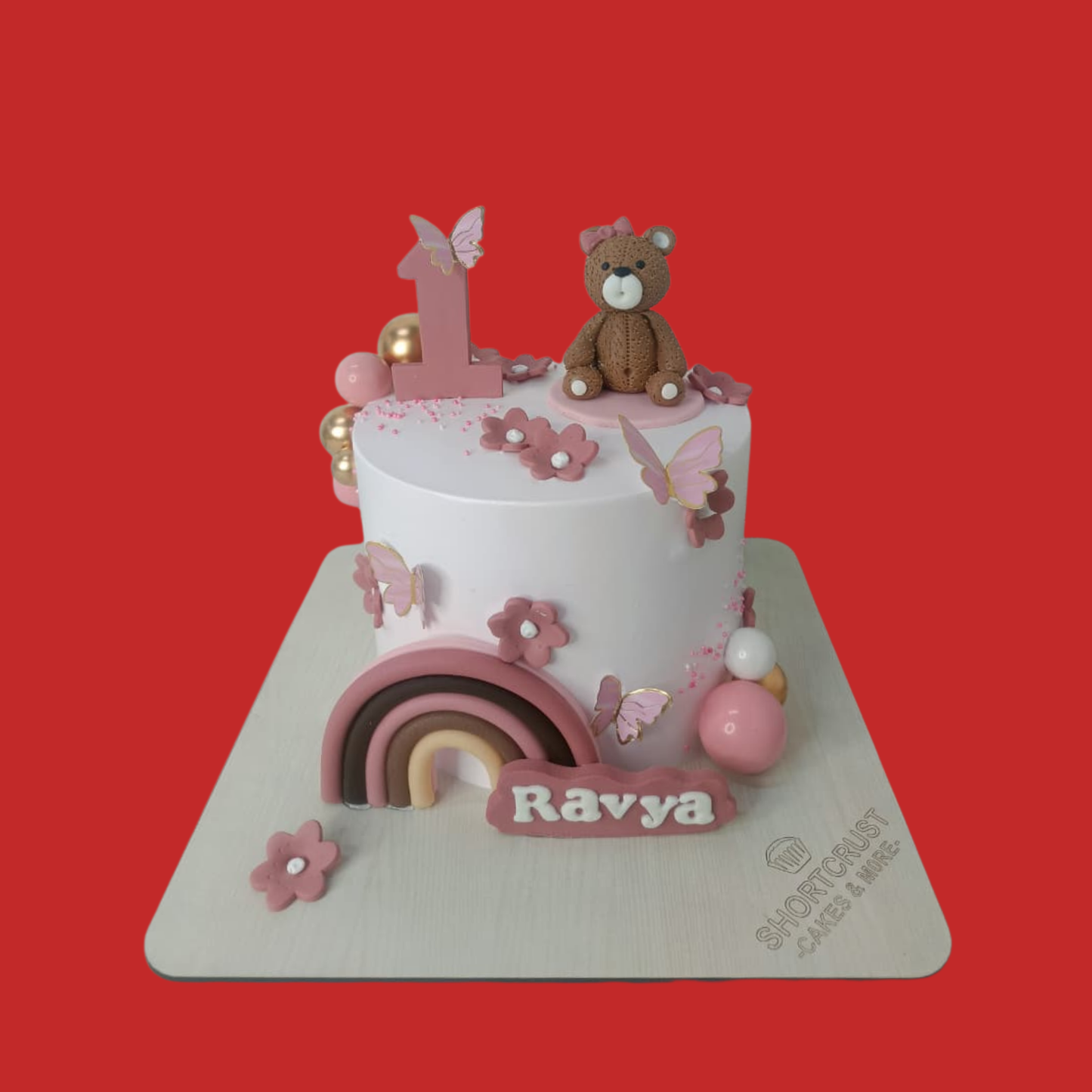 Boho Bear First Birthday Cake