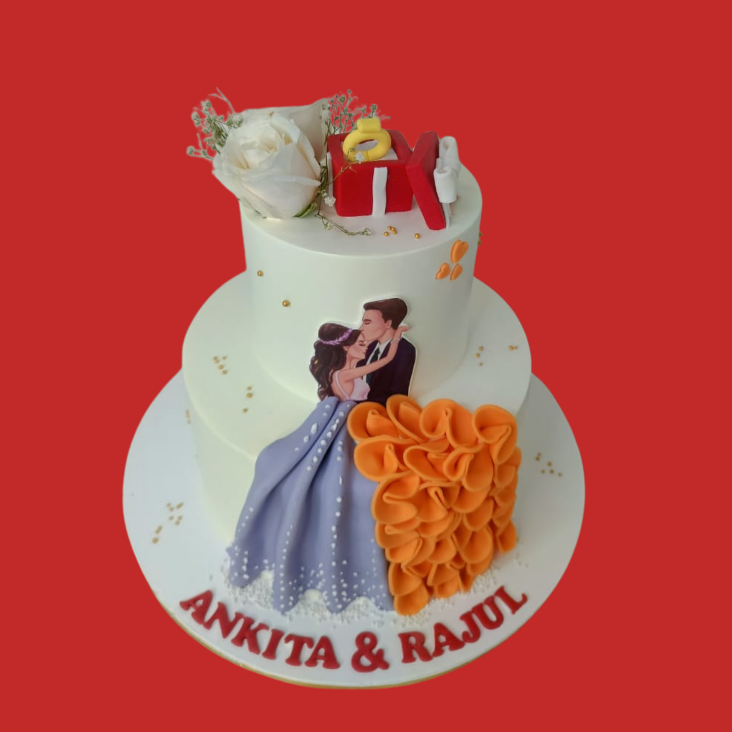 Romantic Couple Engagement Cake