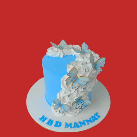 Blue Butterfly Theme Cake