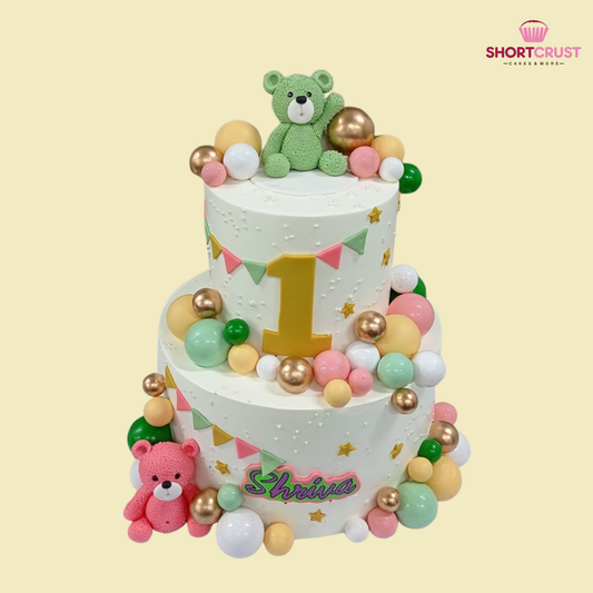 One Year Teddy Theme Cake