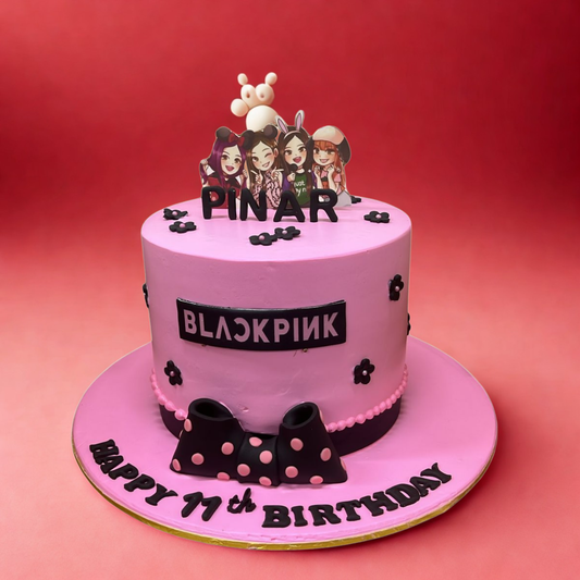 Black Pink Theme Cake