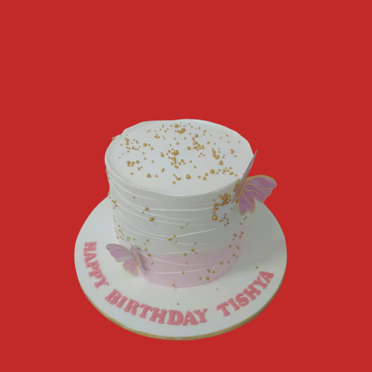 White Butterfly Theme Cake