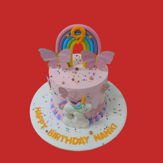 Unicorn Butterfly Theme Cake