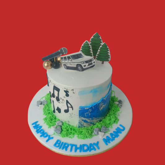 Music and Mountain Theme Cake