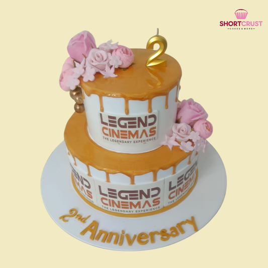 Two Tier Happy Anniversary Cake