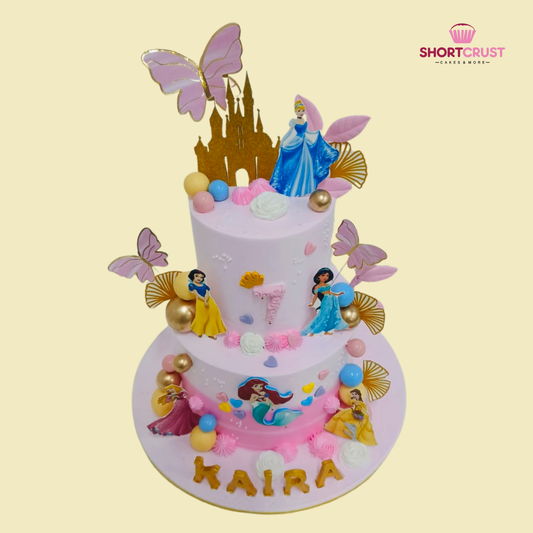 Two Tier Disney Princes Theme Cake
