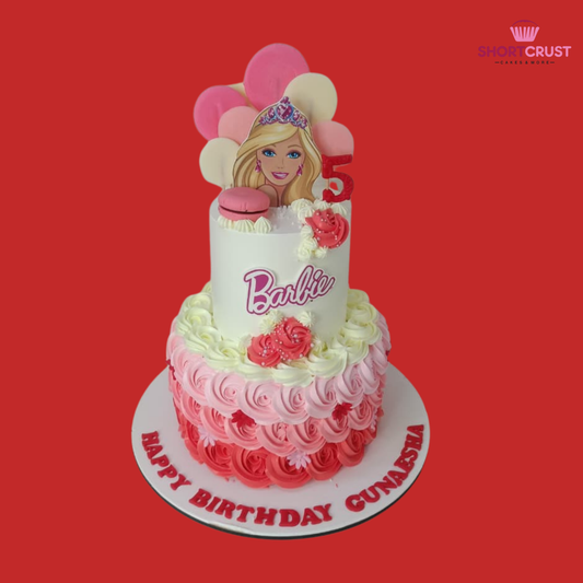 Two Tier Barbie Theme Cake