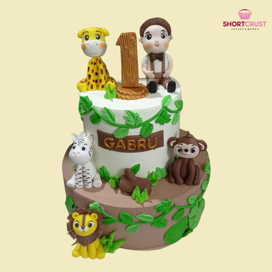 Two Tier Jungle Theme Cake