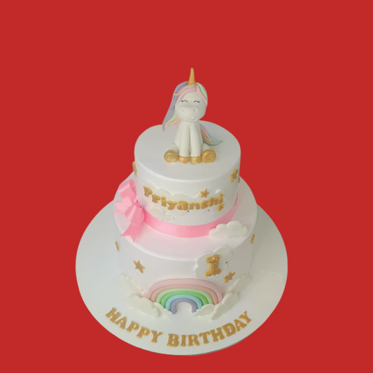 Two Tier Unicorn Theme Cake