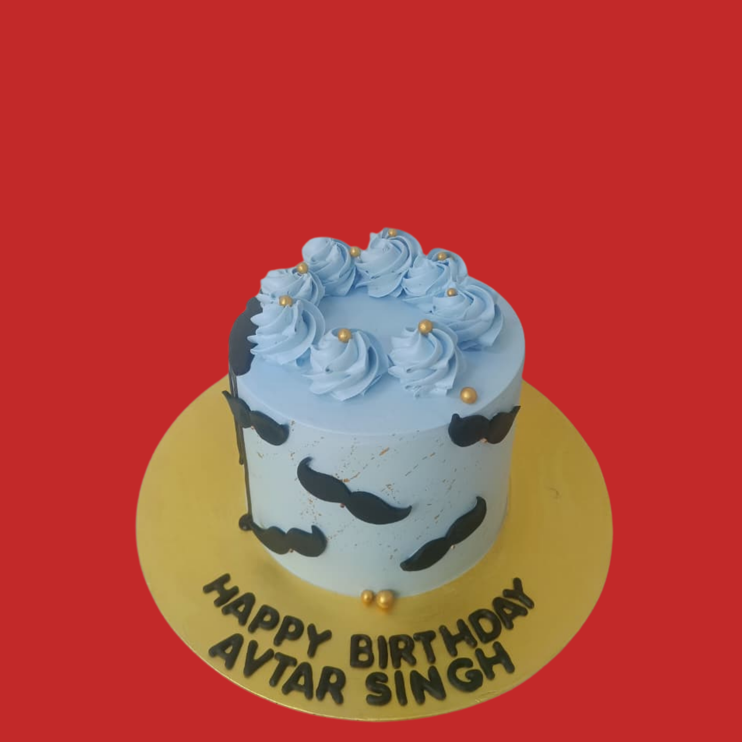 Blue Theme Moustache Cake